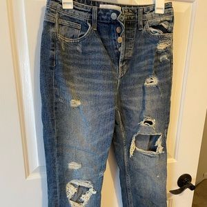 Vervet Dark Blue Ripped Straight Jeans